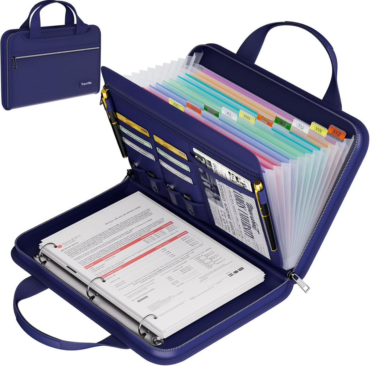 Tamfile Fireproof Accordion File Folder with Handle, Document Organizer