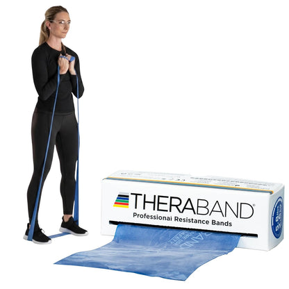 THERABAND Resistance Bands, 6 Yard Roll Professional Latex Elastic Band For Upper & Lower Body, Core Exercise, Physical Therapy, Pilates, Home Workouts, Rehab, Blue, Extra Heavy, Level 5