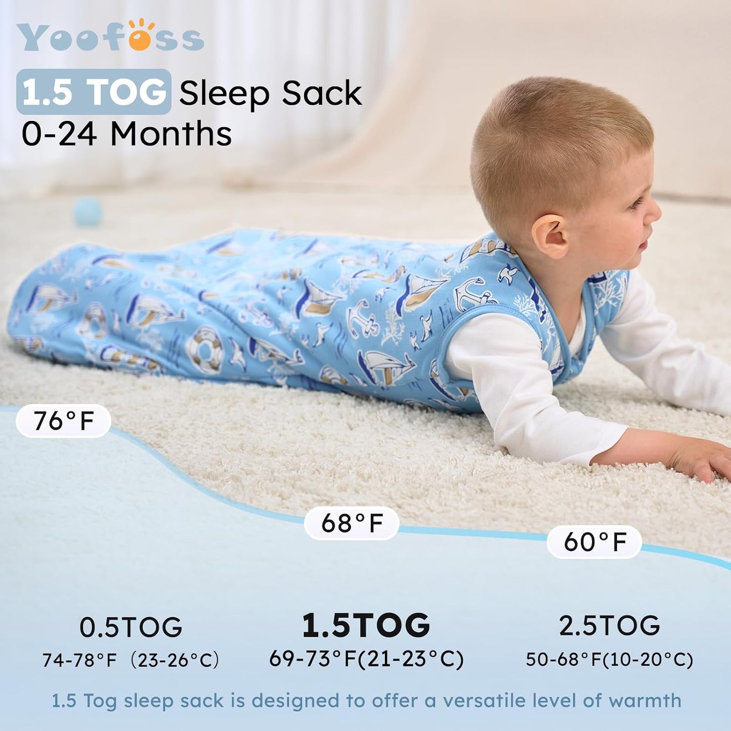 Yoofoss Baby Sleep Sack Baby Wearable Blanket 100% Cotton 2-Way Zipper Toddler Sleeping Sack