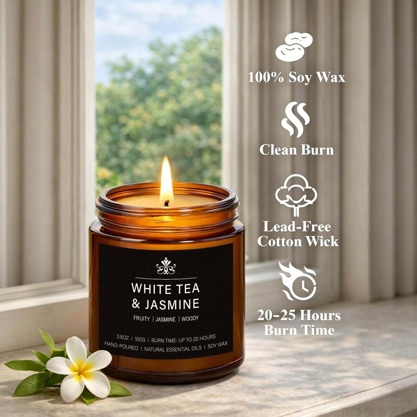 Scented Candles for Home,8 Pack Soy Wax Candle Set,Scented Candles Gift Set,Aromatherapy Candles, Amber Jar Vintage Apothecary Style, 8 Scents Gift Set