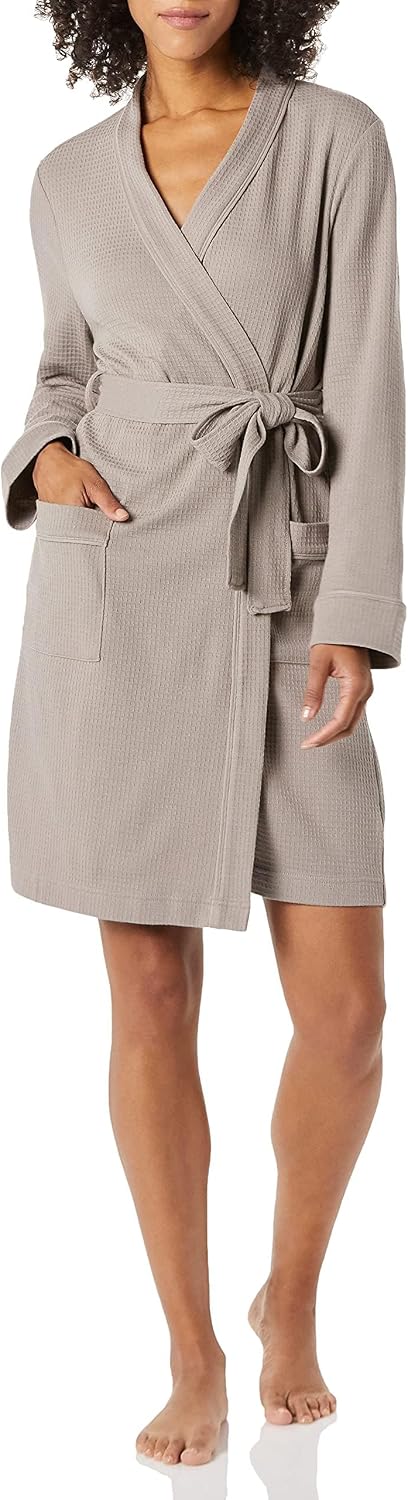 Amazon Essentials Women's Lightweight Waffle Full-Length Bath Robe (Available in Plus Size)
