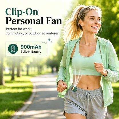 Portable Clip-On Fan, Mini Bladeless Waist Fan, 5100RPM 25dB Ultra-Quiet 3-Speed Rechargeable Small Whirlwind Fan, Hands-Free Personal Cooling for Outdoor Travel Office Camping with USB-C