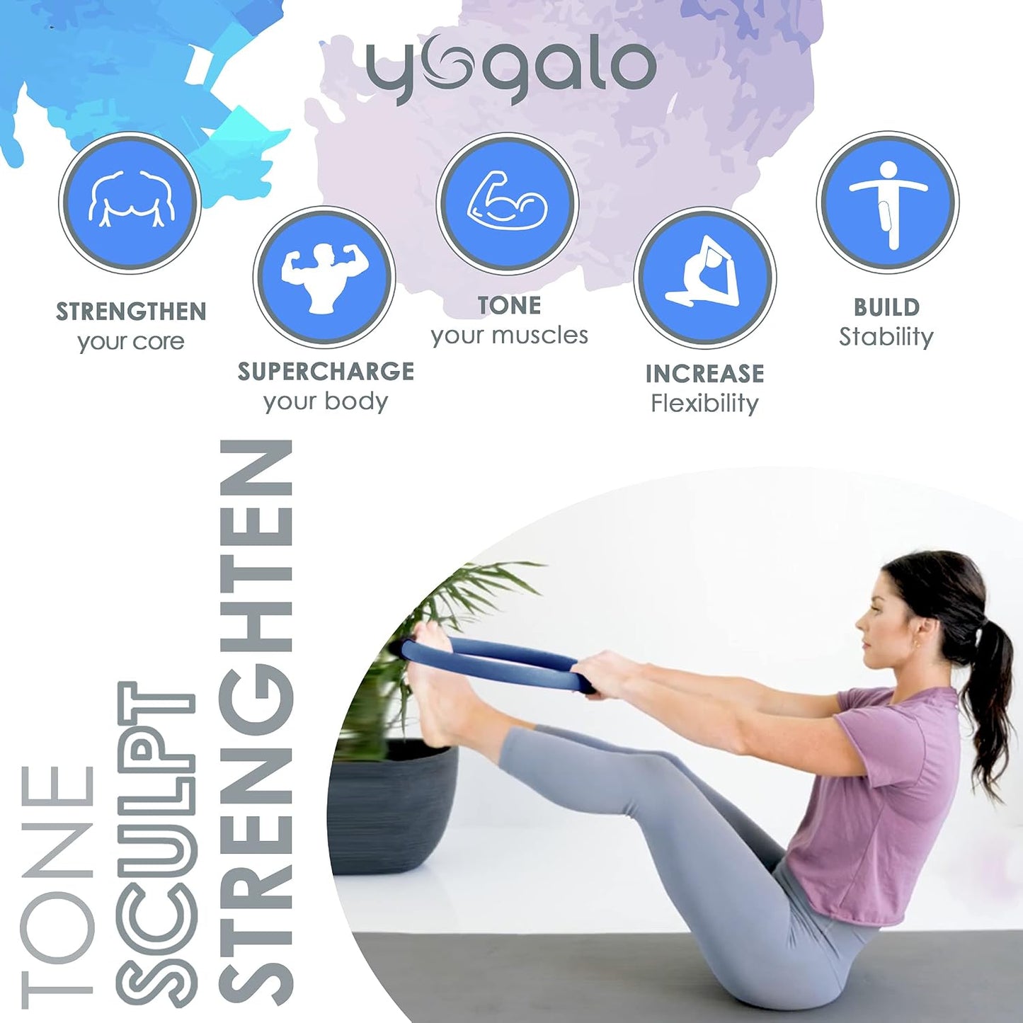 Pilates Ring and Ball Set with 3 Resistance Bands - Pilates Equipment for Home Workout - Magic Circle Pilates Ring 14 Inch to Tone, Sculpt and Strengthen - Fitness Ring for Yoga and Pilates