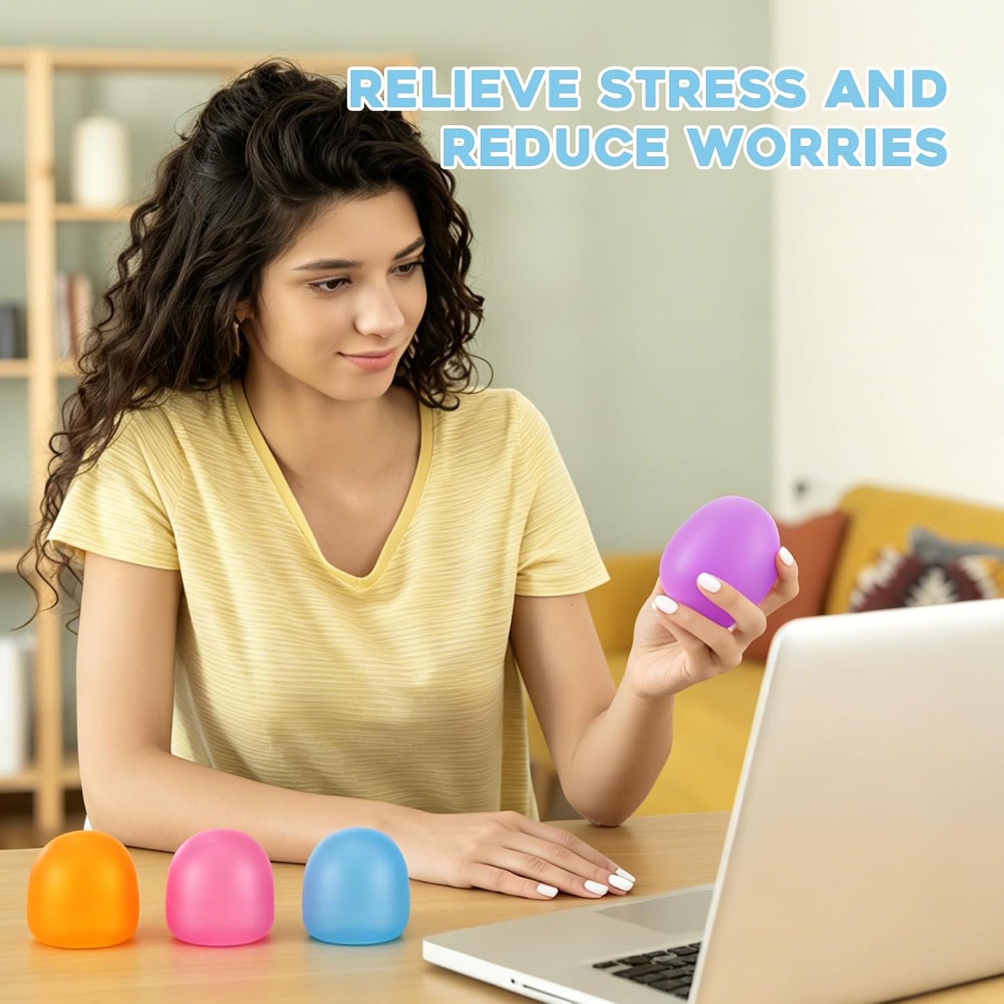 Stress Balls-Gumdrop Squishy Stress for Kids and Adults, Super Solid Squeeze Ball, Sensory for Stress Relief, Birthday, Easter Basket Stuffers and Party Favors (Blue)