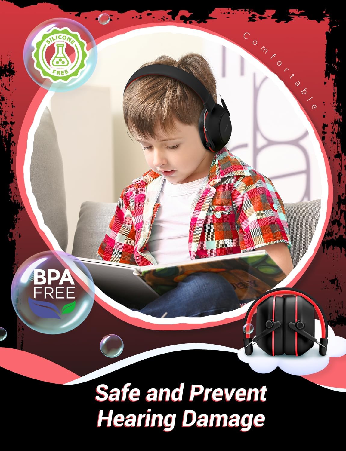 iClever Noise Cancelling Headphones for Kids Adults, SNR 29dB Safety Noise Reduction Ear Muffs for Autism Sensory &Concentration Aid, Ear Hearing Protection for Fireworks/Event/Monster Jam/Concert