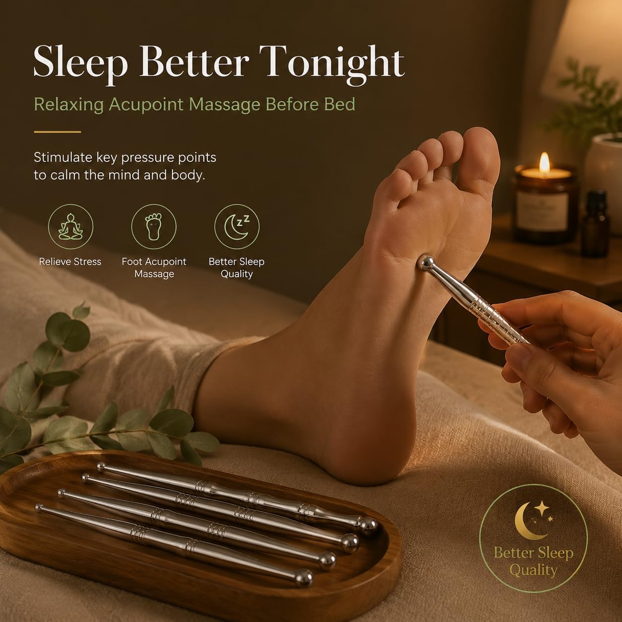 5PCS Stainless Steel Acupressure Tool Set,Trigger Point Massage Tools for Pressure Point Therapy, Reflexology & Deep Tissue Massage, Professional Meridian Massage Sticks for Face, Body & Muscle Relief