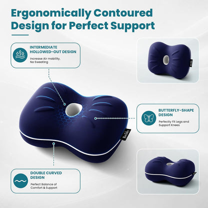 Knee Pillow for Side Sleepers - Smooth Spine Alignment Pillow, Memory Foam Knee Pillows for Back Hip Pain, Spine Aligning, Sciatica, Surgery Recovery, Pregnancy