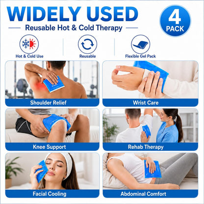 Reusable Ice Gel Pack for Injuries, Soft Cold Pack Ice Wrap Hot Cold Compress Alleviate Inflammation Joint Pain Muscle Soreness, Flexible & Adjustable for Shoulder Elbow Foot Ankle Knee Wrist Leg Neck