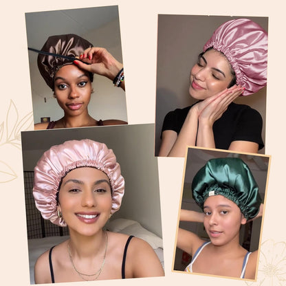 YANIBEST Adjustable Satin Bonnet Double Layer Hair Bonnet for Sleeping Bonnets for Women Hats Curly Natural Hair, Blush Pink