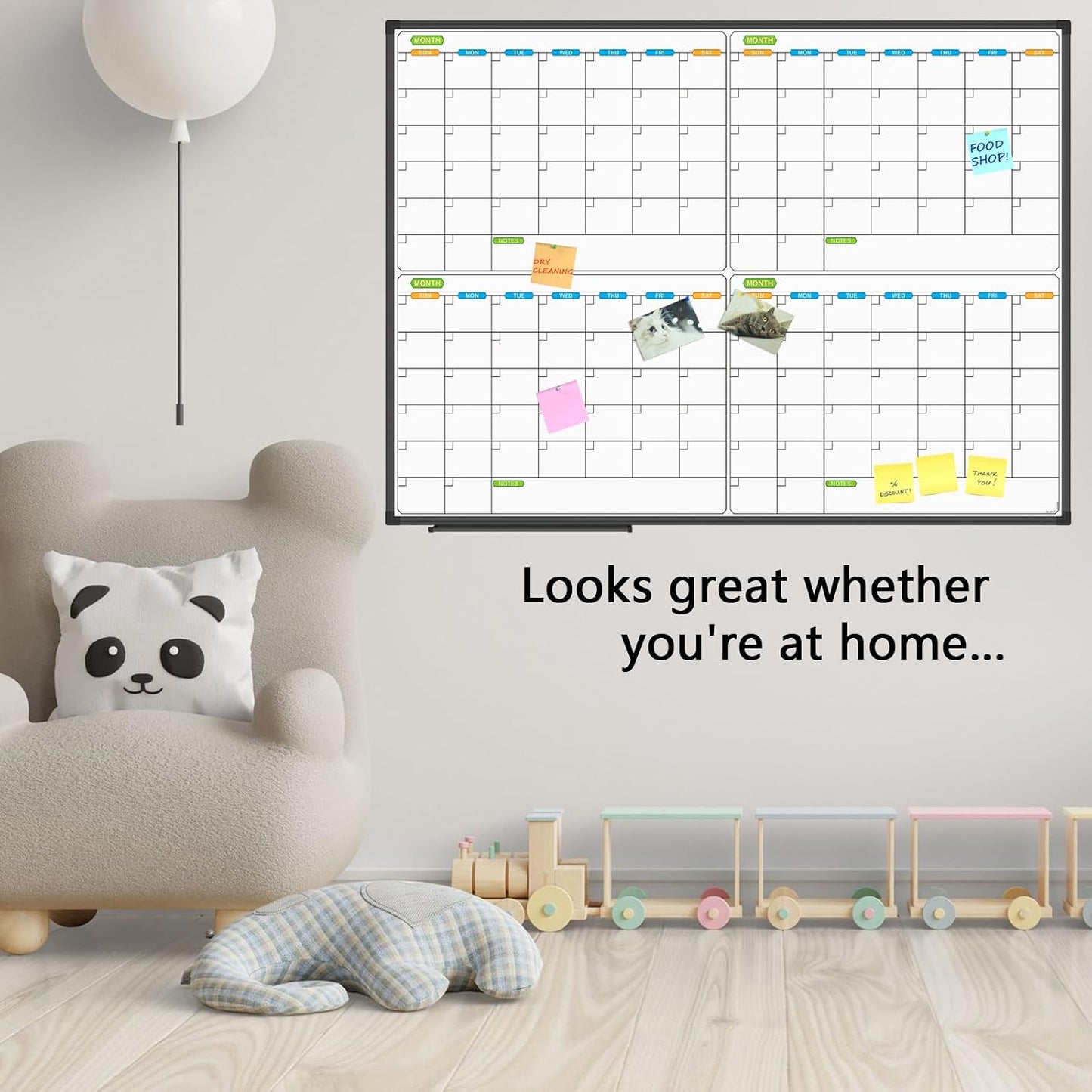 JILoffice Magnetic Dry Erase Calendar Whiteboard, 4 Month White Board Planner 36 X 24 Inch, Black Aluminum Frame Wall Mounted Board for Office Home and School