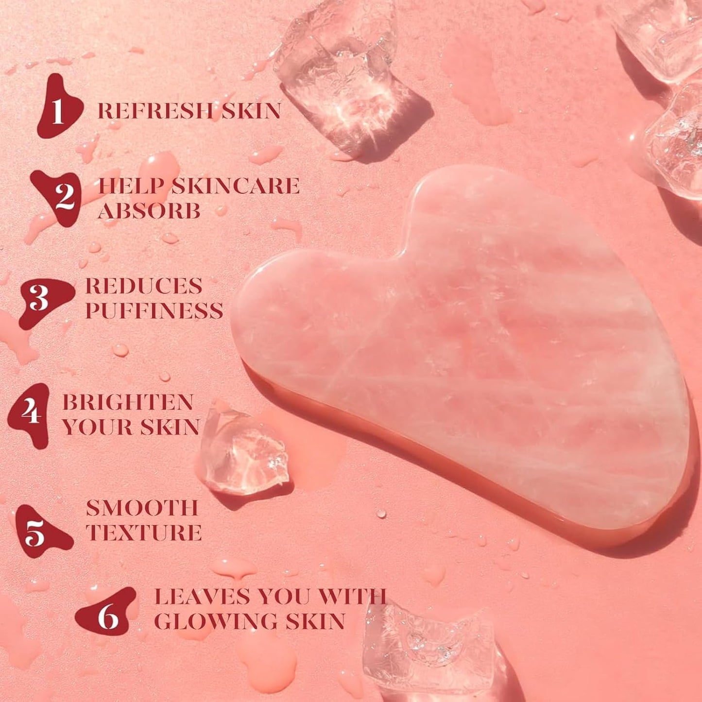 BAIMEI IcyMe Rose Quartz Roller & Gua Sha Set, Cooling Face Roller for Depuffing & Lymphatic Massage, Sculpting Tool for Face, Eyes & Neck, Smooth Skincare Gift for Women and Men