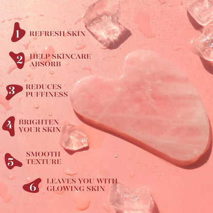 BAIMEI IcyMe Rose Quartz Roller & Gua Sha Set, Cooling Face Roller for Depuffing & Lymphatic Massage, Sculpting Tool for Face, Eyes & Neck, Smooth Skincare Gift for Women and Men