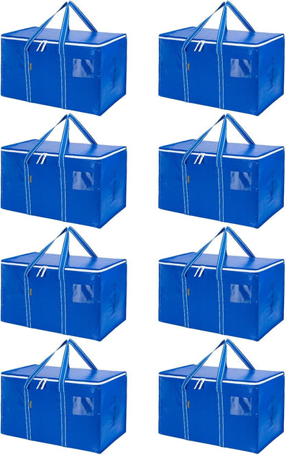 BALEINE Oversized Moving Bags with Reinforced Handles, Heavy-Duty Storage Tote for Clothes, Moving Supplies (Clear)