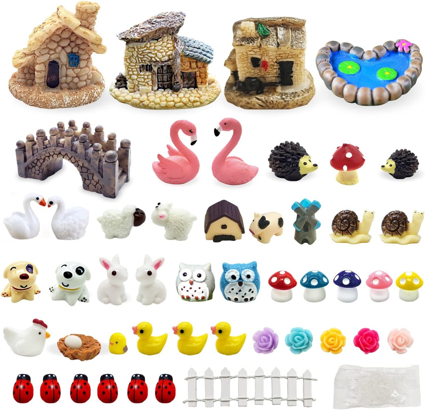 Dracarys Selected 100 Pcs Fairy Garden Accessories, Mini Resin Animals, Miniature Figurines, Micro Landscape Ornaments Kit, Garden DIY Animals, Environmental Resin, Forest Encounters