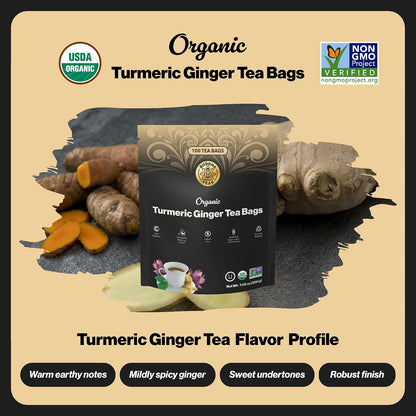 Buddha Teas Organic Turmeric Ginger Tea - Herbal Tea, Caffeine Free