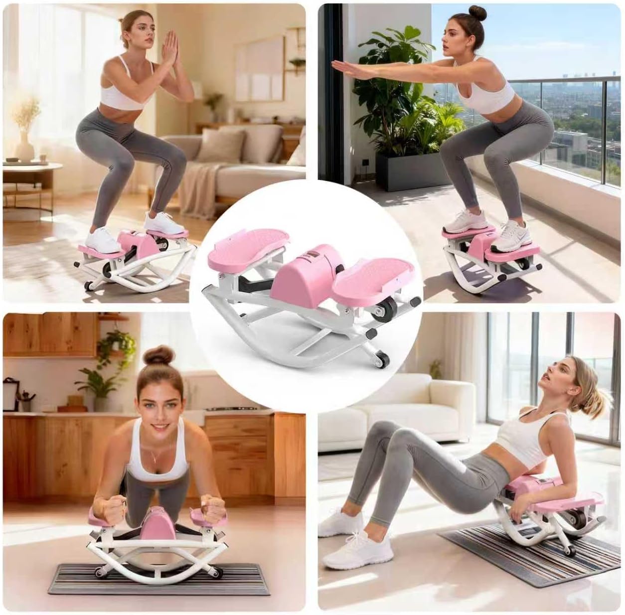 Rock Stepper, Side to Side Rocking Stepper Exercise Machine for Balance at Home, Low-Impact Lateral Stair Stepper with Resistance Bands & Digital Counter, 250 LBS Weight Capacity
