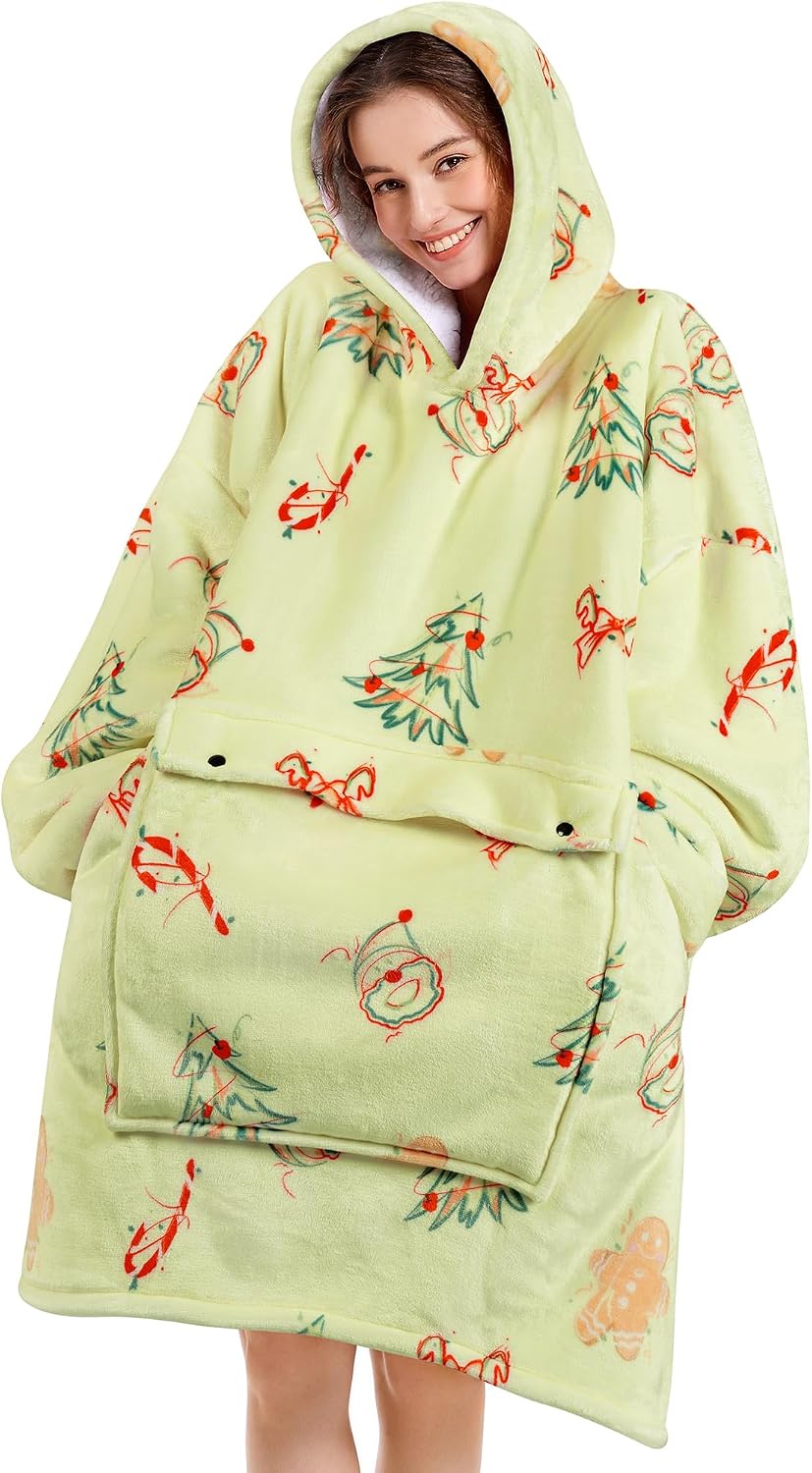 Narecte Cozy Oversized Blanket Hoodie Wearable Blanket Adults Soft Hooded Blanket Hoodie Birthday Gifts for Women Christmas - Colors B