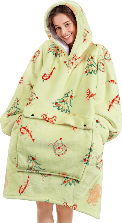 Narecte Cozy Oversized Blanket Hoodie Wearable Blanket Adults Soft Hooded Blanket Hoodie Birthday Gifts for Women Christmas - Colors B