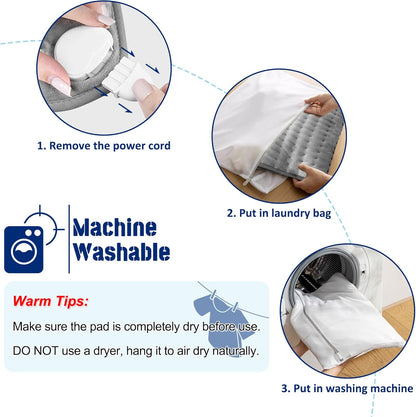 Electric Heating pad with 6 Heat Settings, Auto Shut Off, Dry Electric Heating for Back Neck Knee Arms Legs Shoulder Heat Pads for Christmas Birthday Father Mother's Day (24"X12", Gray Green)