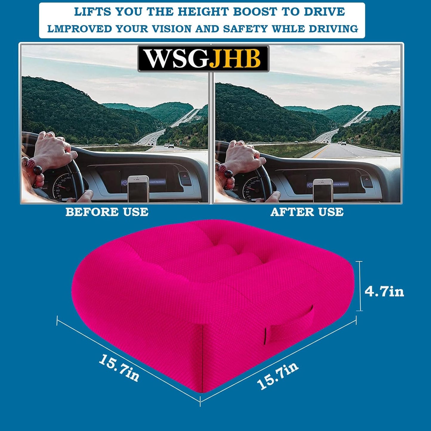 WSGJHB Car Booster Seat Cushion Posture Cushion for Long Sitting | Portable Breathable Mesh, Effectively Increase The Field of View Ideal for Office, Home, Car Angle Lift Seat Cushions,Black