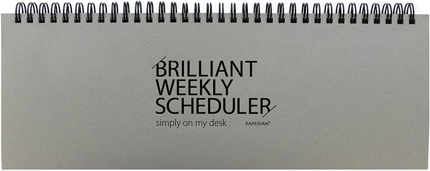 PAPERIAN Brilliant 2021 Weekly Planner - Wirebound Undated Gray Desk Planner (12 X 4.4 inches)