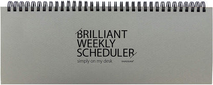 PAPERIAN Brilliant 2021 Weekly Planner - Wirebound Undated Gray Desk Planner (12 X 4.4 inches)
