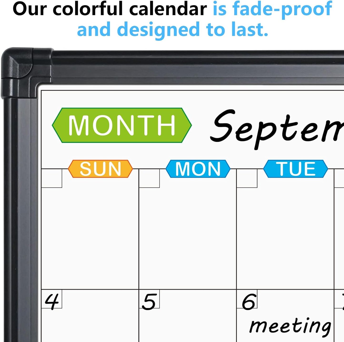 JILoffice Magnetic Dry Erase Calendar Whiteboard, 4 Month White Board Planner 36 X 24 Inch, Black Aluminum Frame Wall Mounted Board for Office Home and School