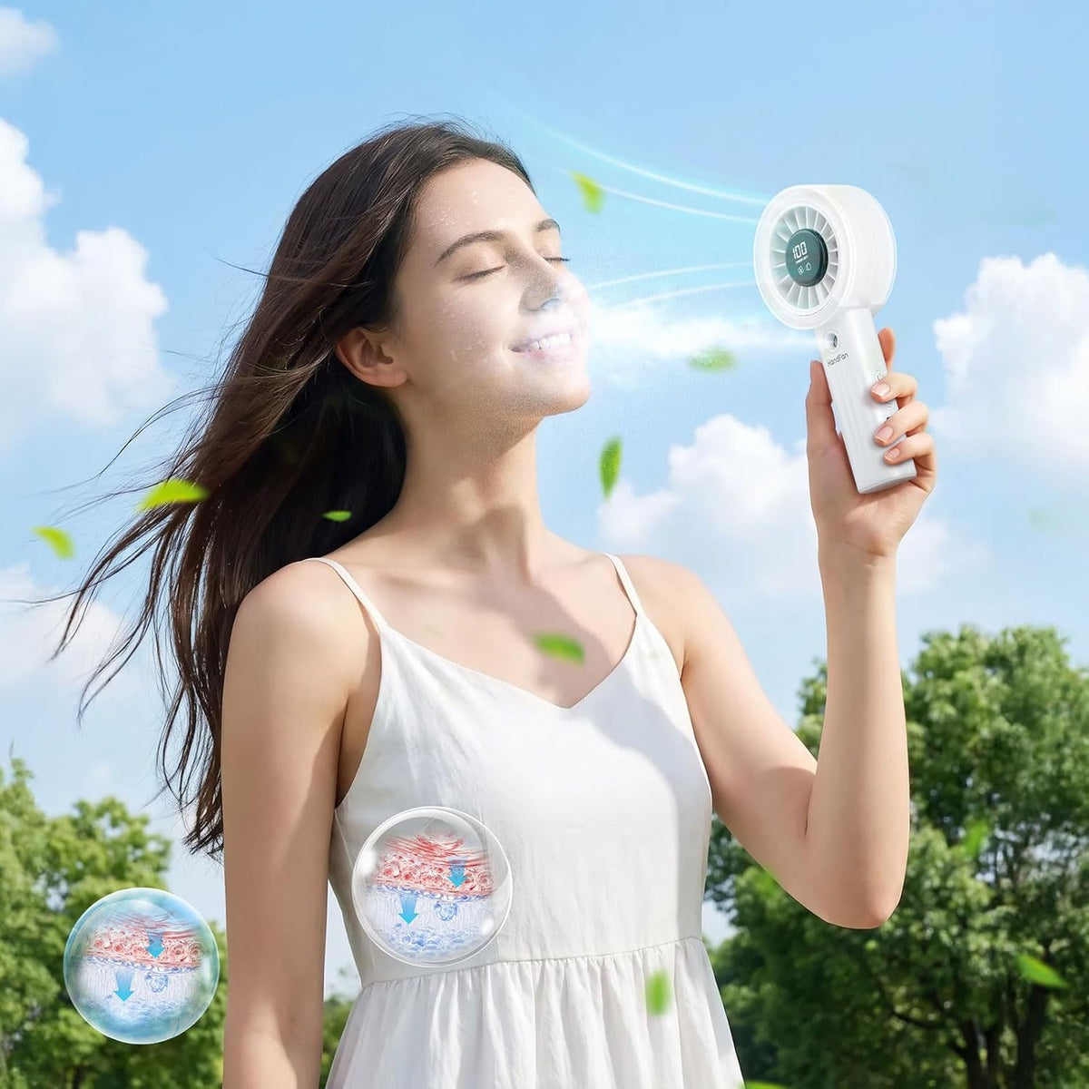 HandFan Upgraded Misting Fan with LED Display – Extreme Cooling Portable Handheld Fan with Water Mist Spray, 50% Stronger Airflow & Quieter, USB Rechargeable for Travel/Park/Disney/Beach/Concert/Game