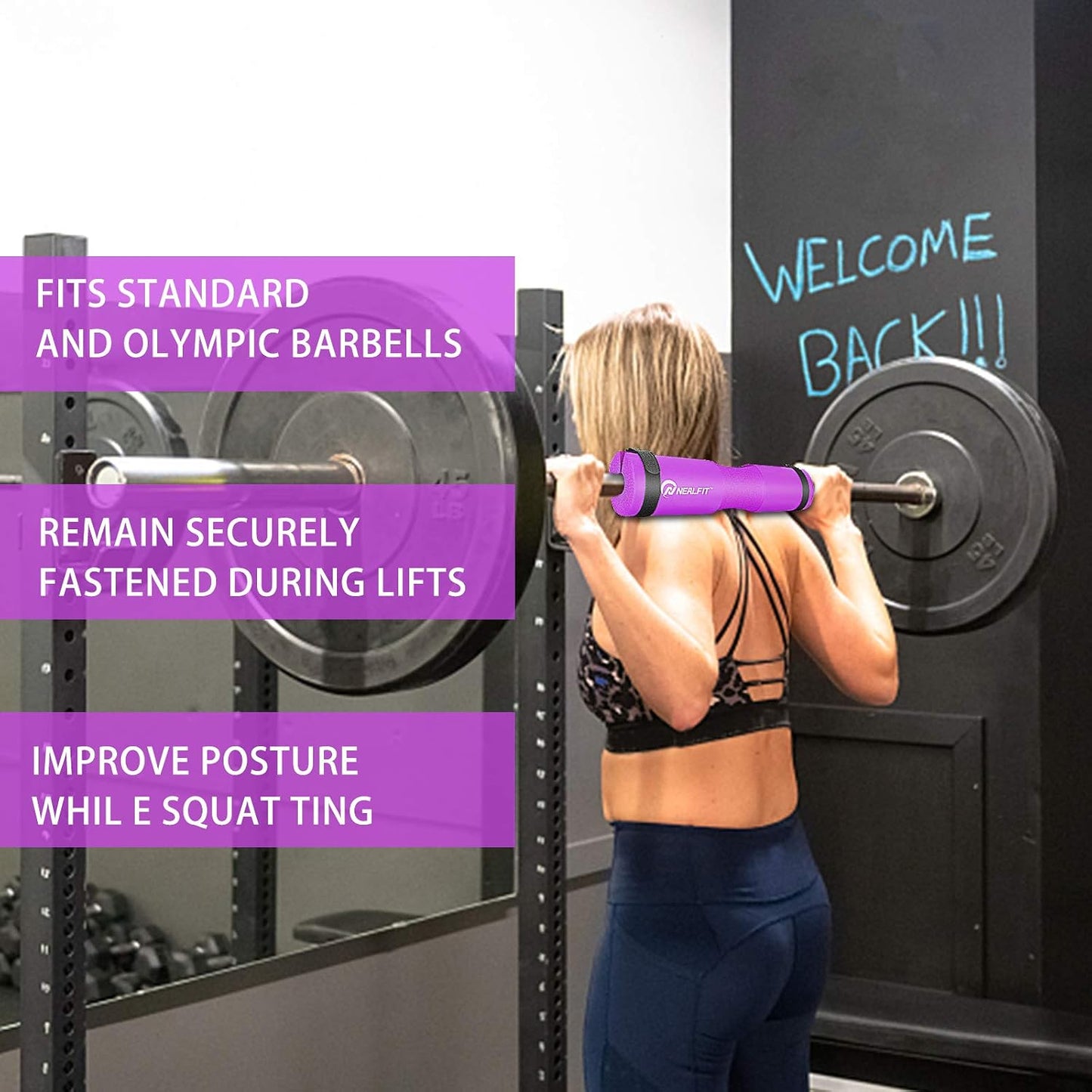 NEALFIT Barbell Pad Squat Pad for Squats—Squat Bar Pad—Great for Weightlifting,Lunges and Hip Thrusts—Foam Sponge Pad—Fit Standard and Olympic Bars Perfectly