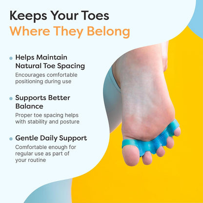 ZenToes Silicone Toe Spacers and Separators for Correct Toe Alignment, Bunion Relief, Hammertoe Straightener, Gel Orthopedic Corrector – 1 Pair (Black)