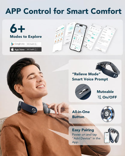 SKG G7 Pro Fold Neck Massager for Strain Relief Deep Tissue with Heat and Vibration Cordless Travel Massager, Father's Day Dad Gifts Foldable Neck Massager for Office Home Car Travel