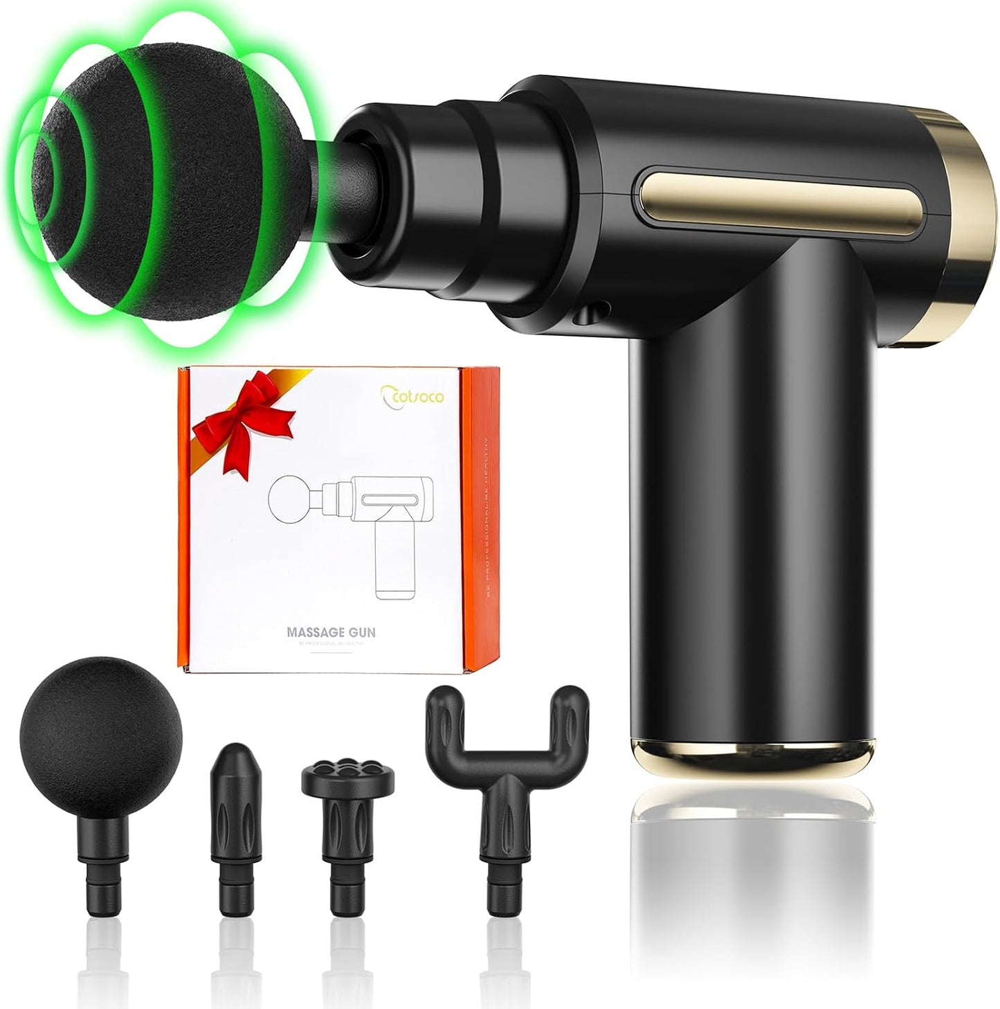 cotsoco Massage Gun Deep Tissue for Pain Relief with 4 Massage Heads & 6 Speeds, Electric Mini Handheld Body Massager for Any Pain Relief, Best Gifts for Men and Mom