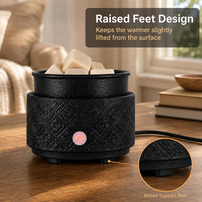 mocosa Ceramic Wax Warmer Wax Melt Warmer for Scented Wax 3-1 Electric Candle Warmer Home Fragrance Wax Burner for Mom Women(White-Fan Shaped)