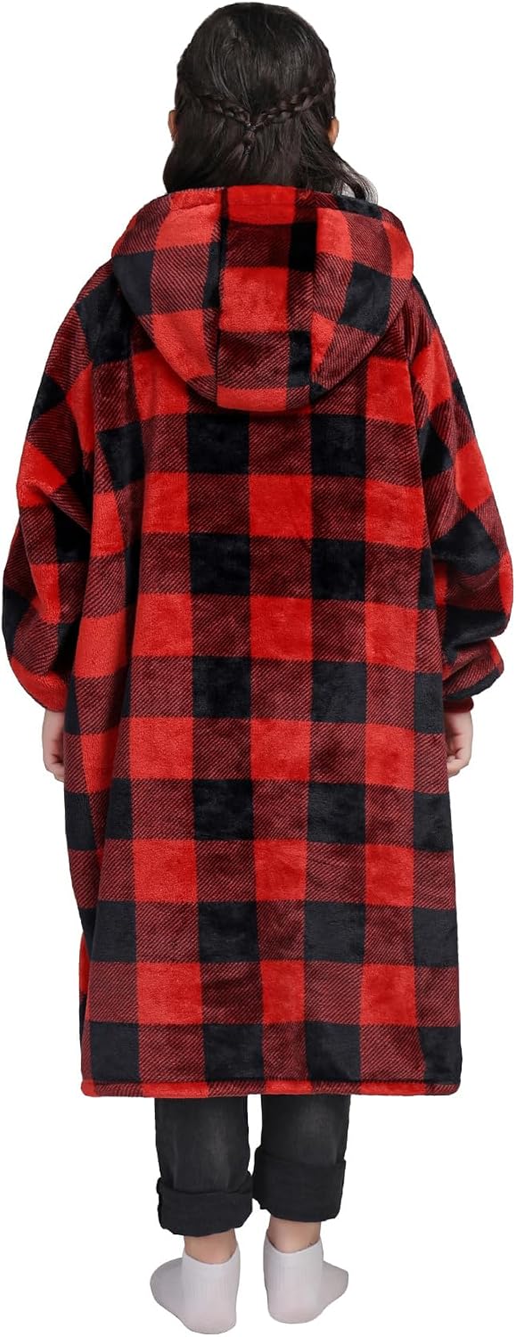 Waitu Wearable Blanket Sweatshirt Gifts for Women and Men, Warm and Cozy Giant Blanket Hoodie, Thick Flannel Blanket with Sleeves and Giant Pocket - Dark Gray