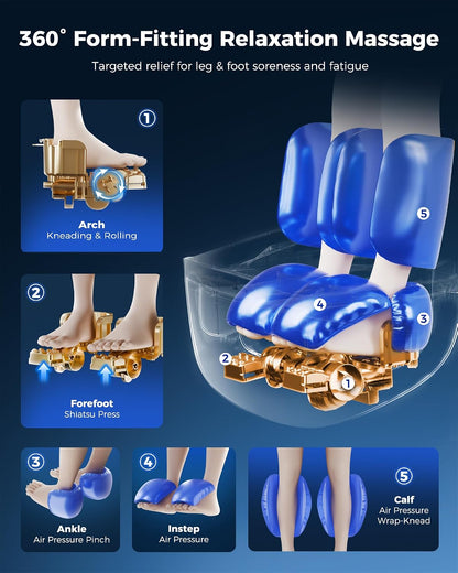 KNQZE 2 in 1 Shiatsu Foot and Calf Massager with Heat, Ottoman Foot Massager for Plantar Fasciitis, Neuropathy, Foot Pain Relief, FSA Eligible HSA Store, Father Day Gift for Men, Up to Men Size 12