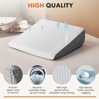 Sweetcrispy 7.5 Inch Wedge Pillow, Sleep Apnea Pillow, Neck Support