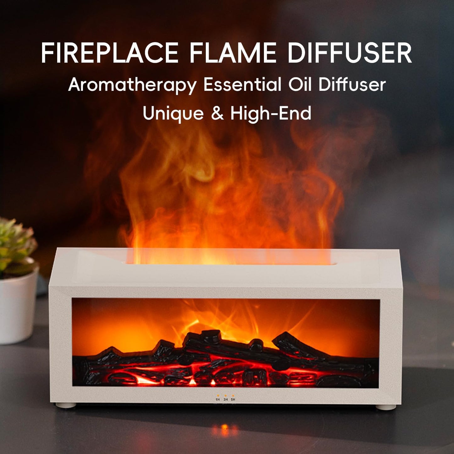 YALEDI Essential Oil Diffuser, 7 Colors Fireplace Flame Fire Oil Diffuser, 150ml Ultrasonic Aromatherapy Humidifier, Scent Diffuser with Remote Control & Timer for Home,Bedroom,Office,Yoga (Black)
