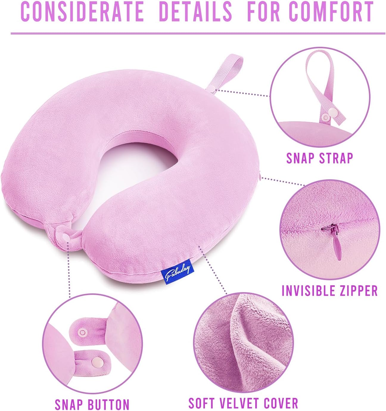 Travel Pillow Memory Foam for Airplanes - Neck Pillow for Traveling, Car, Home, Flight Pillow for Sleeping with Attachable Snap Strap Soft Washable Cover, Provide Head Neck Support Rest, Dark Gray