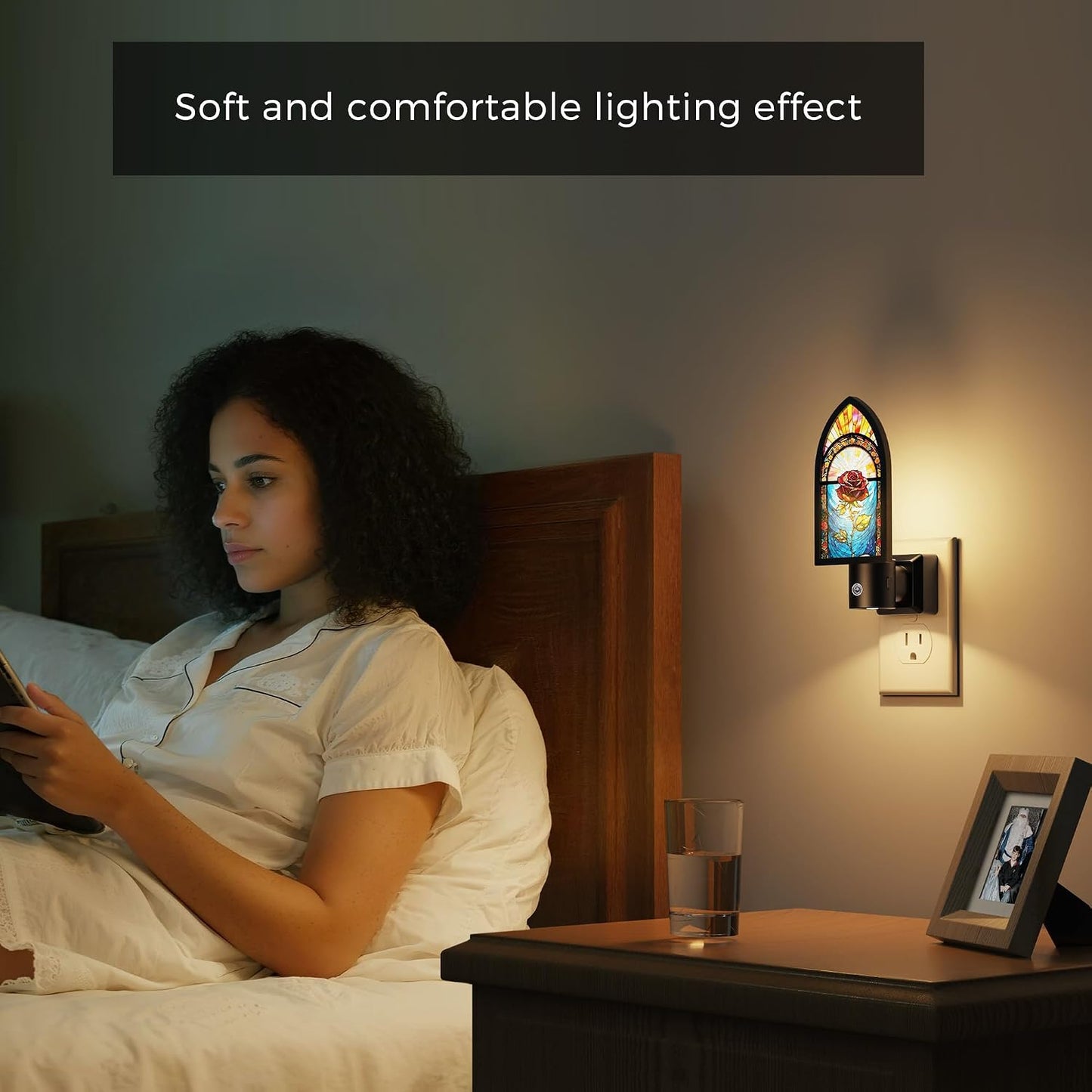 L LOHAS LED Night Lights Plug into wall, Amber Night Light with Adjustable Brightness, Plug in NightLight with Auto Light Sensor, Wall Sconce-Style Design Night Light for Bathroom,Hallway, 2 Pack