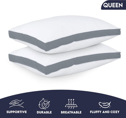Utopia Bedding Down Alternative Bed Pillows for Sleeping Queen Size (White), Set of 2, Soft & Fluffy Pillow with Cooling, Hotel Quality, Gusseted Pillow for Back, Stomach or Side Sleepers