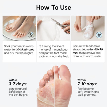 MAREE Foot Peeling Mask – 3-in-1 Foot Mask for Dry Cracked Feet, Callus Remover – Dead Skin Exfoliating Foot Peel Mask with Glycolic Acid – Moisturizing Socks for Men – Spa Self Care Gifts for Women