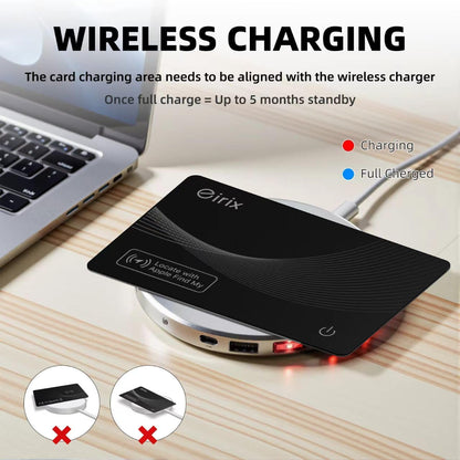 Smart Wallet Tracker Card - Item Finder for Luggage, Keys & Passport 、Compatible with Apple Find My、Slim, Rechargeable & IP68 Waterproof (4 Black)