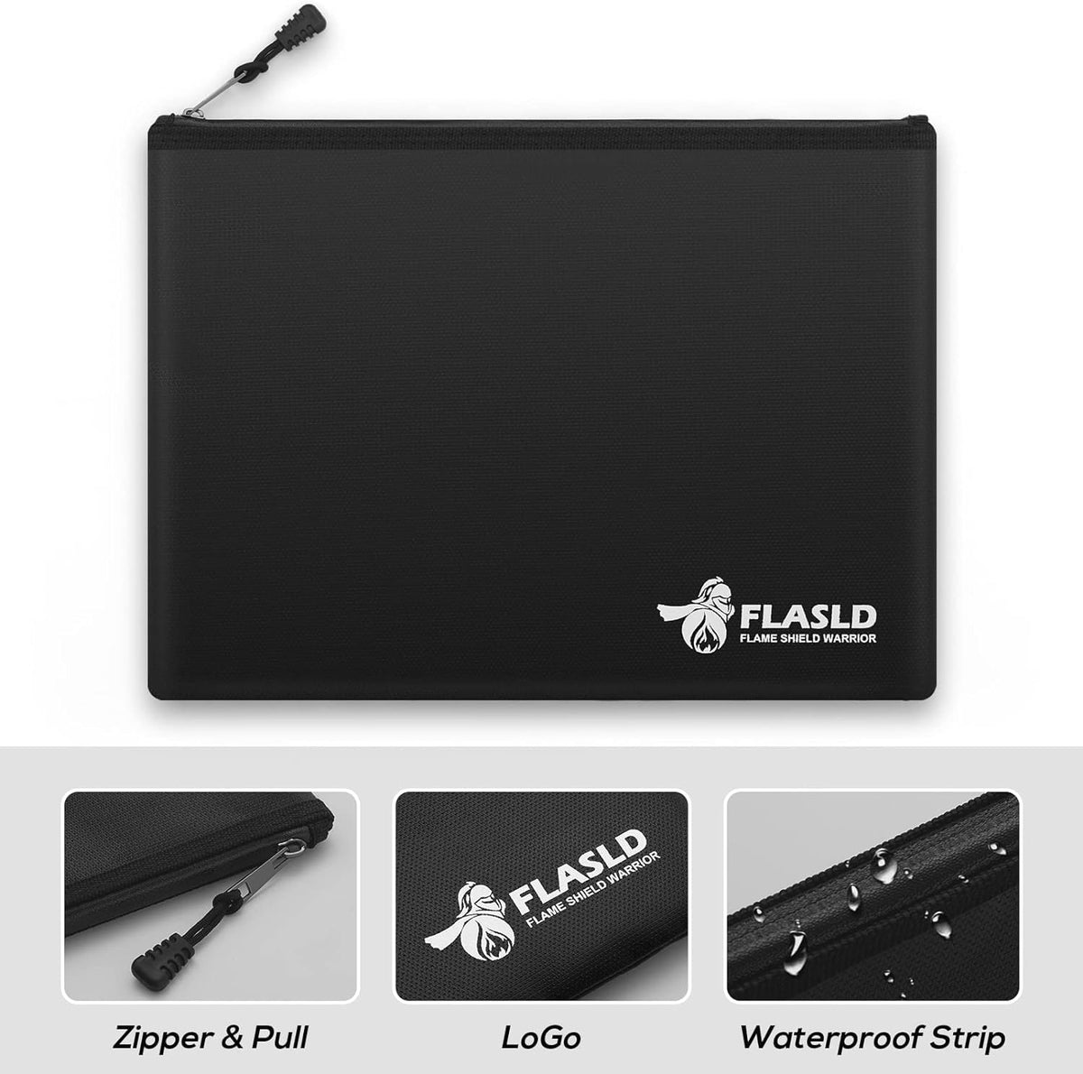 FLASLD Large Fireproof Document Bags, 24x12x12” Waterproof Storage Firesafe Bag, Fireproof Folder Safe Box for Cash, Valuables & Passport, Silicone Coating & Zipper Closure