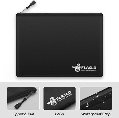 FLASLD Large Fireproof Document Bags, 24x12x12” Waterproof Storage Firesafe Bag, Fireproof Folder Safe Box for Cash, Valuables & Passport, Silicone Coating & Zipper Closure