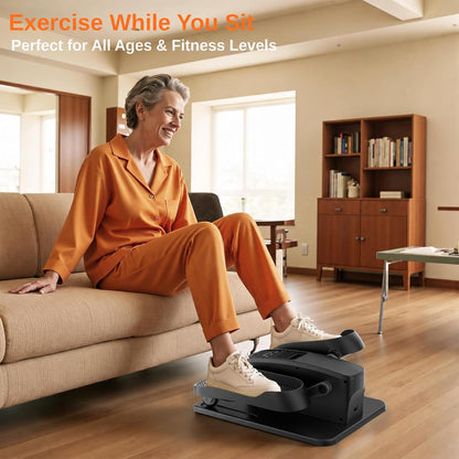 Under Desk Elliptical Exercise Machine, Quiet Seated Pedal Exerciser for Senior, Dual-Direction Elliptical Leg Exerciser with Monitor & Remote for Home Office, 12 Manual Speeds & 12 Auto Modes