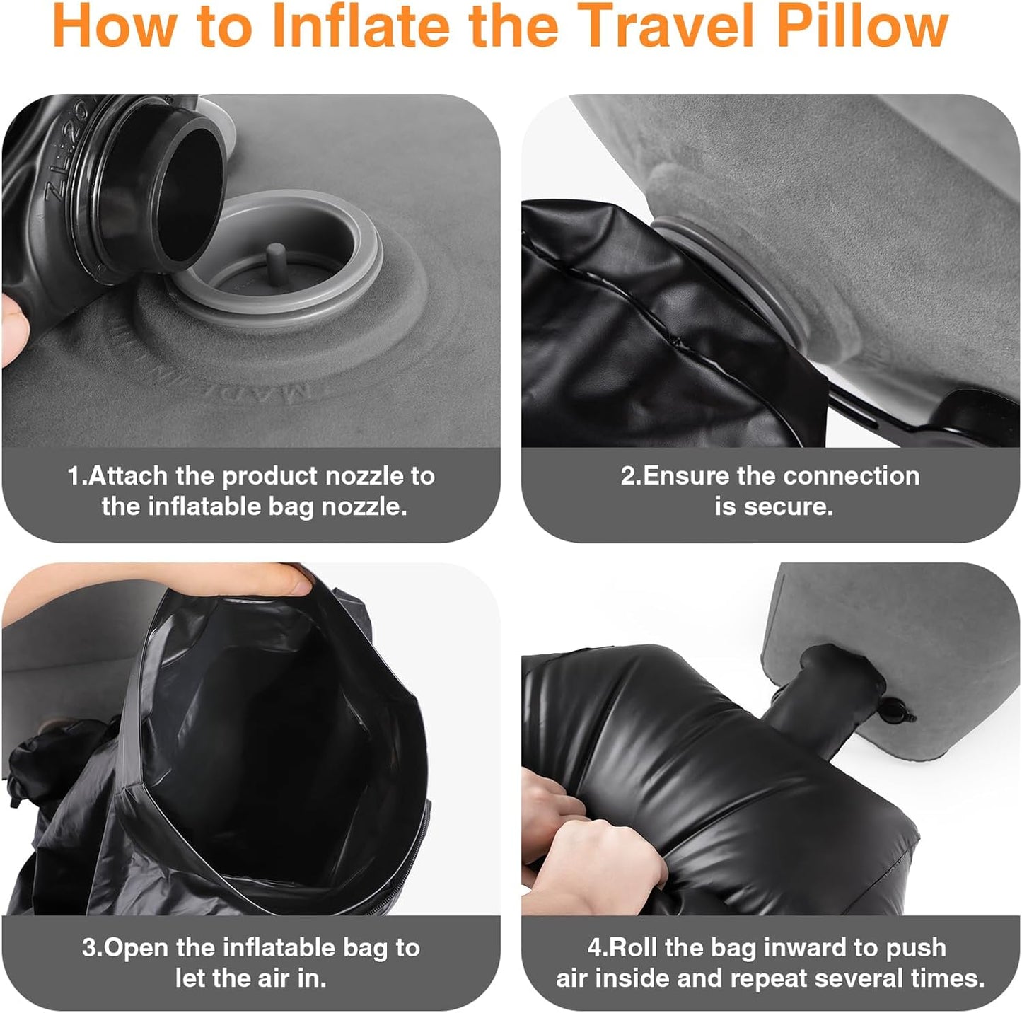 Maliton Inflatable Foot Rest Pillow for Travel,Kids Airplane Bed,Adjustable 3 Layers Height Leg Pillow of Air Travel Essentials,Car, Office, Home - Fast Inflation (Grey)