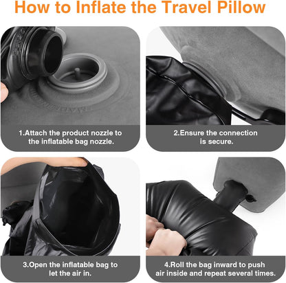 Maliton Inflatable Foot Rest Pillow for Travel,Kids Airplane Bed,Adjustable 3 Layers Height Leg Pillow of Air Travel Essentials,Car, Office, Home - Fast Inflation (Grey)