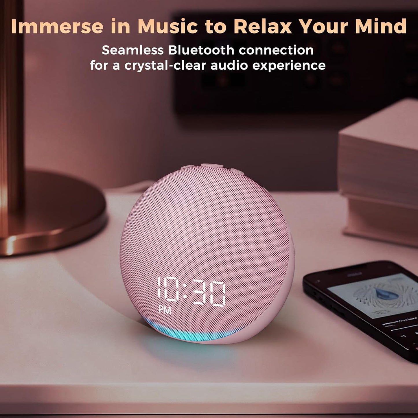 Sound Machine Alarm Clock for Bedroom: 25 Natural Sleep Sounds - White Noise Machine for Adults Kids Baby - Gentle Wake Up Alarm with Bluetooth Speaker - Putty