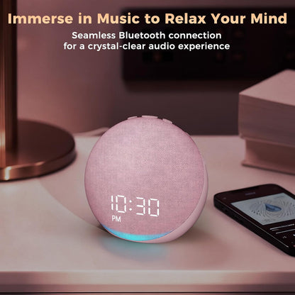 Sound Machine Alarm Clock for Bedroom: 25 Natural Sleep Sounds - White Noise Machine for Adults Kids Baby - Gentle Wake Up Alarm with Bluetooth Speaker - Putty