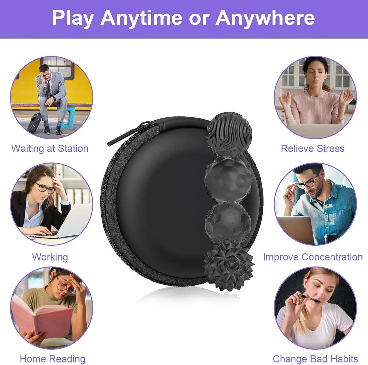 BUSOHA Silicone Magnetic Fidget Balls - 4 Pack Fidget Toys for Adult